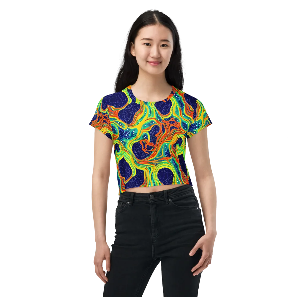 Chromatic Coral on Crop Tee — Front