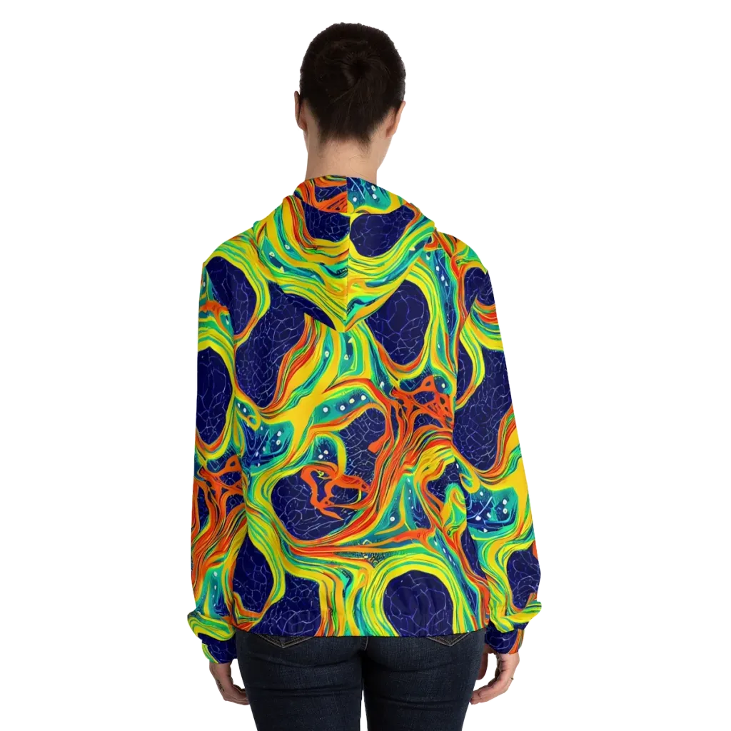 Chromatic Coral on Women's Full-Zip Hoodie — Back On Person