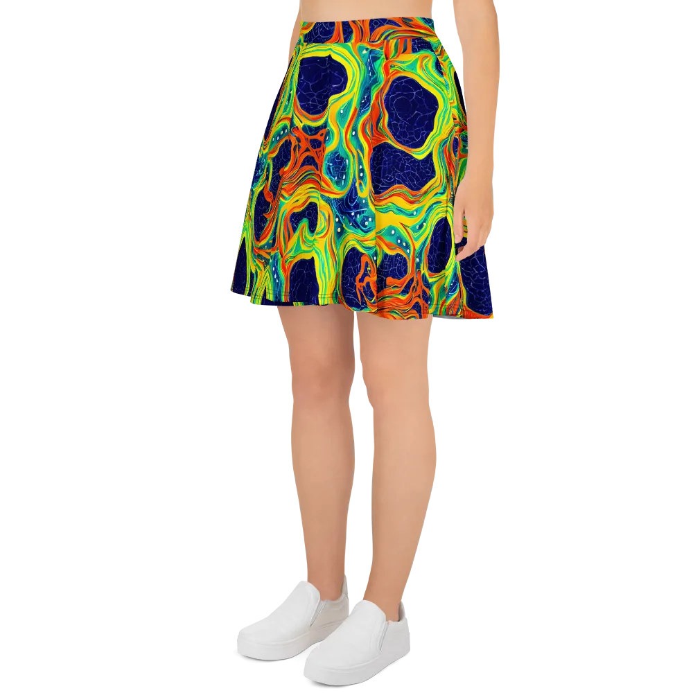 Chromatic Coral on Skater Skirt — Left