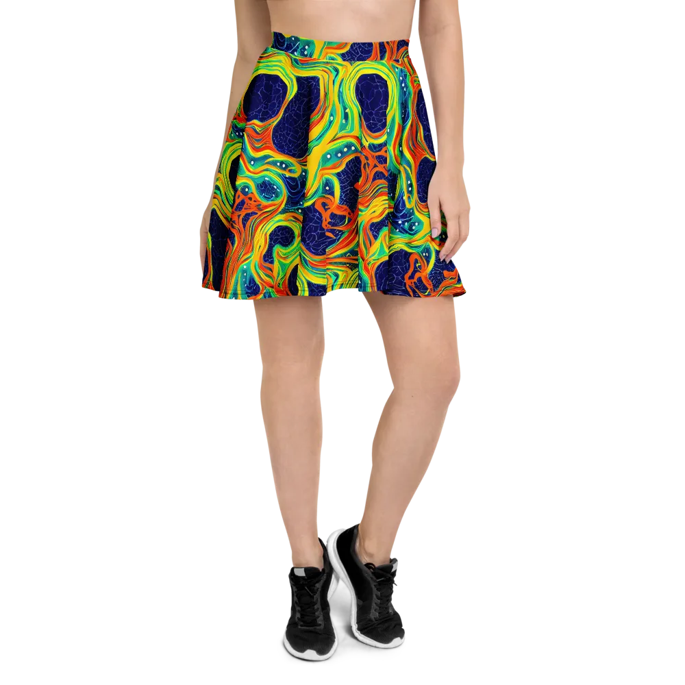 Chromatic Coral on Skater Skirt — Front