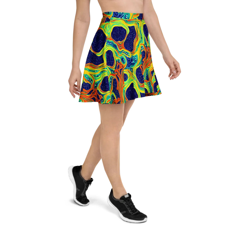 Chromatic Coral on Skater Skirt — Right