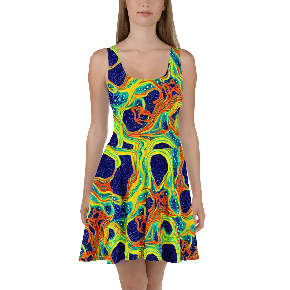 Chromatic Coral on Skater Dress — Front