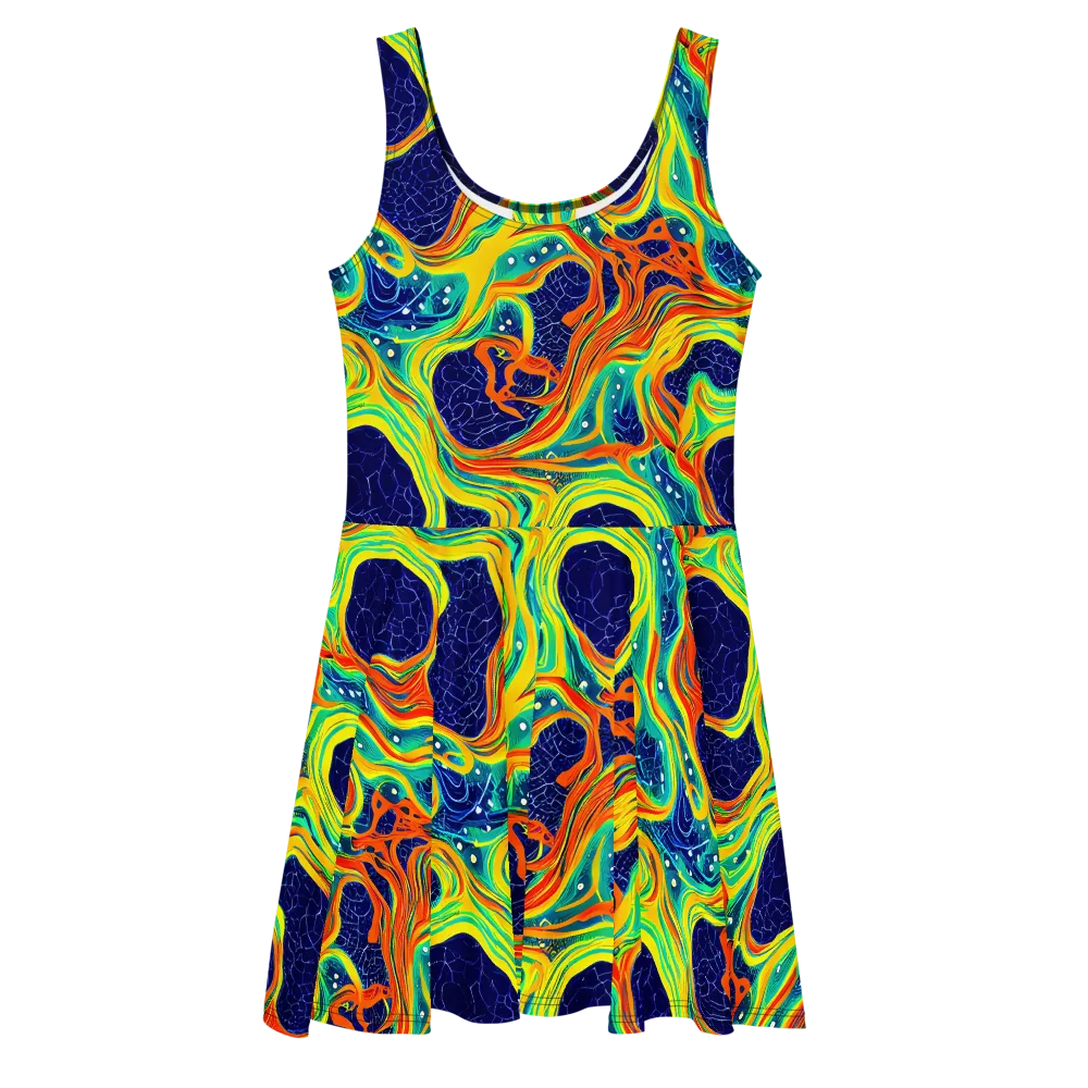 Chromatic Coral on Skater Dress — Front