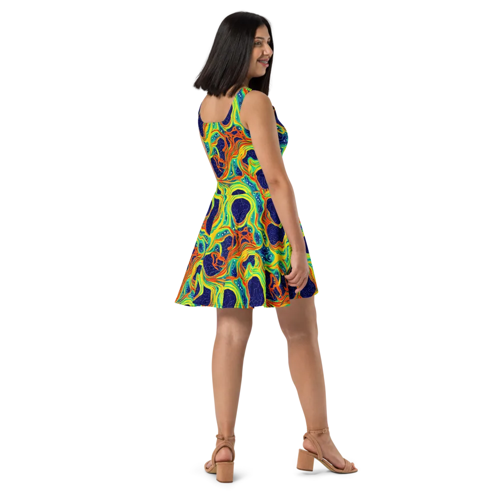 Chromatic Coral on Skater Dress — Right