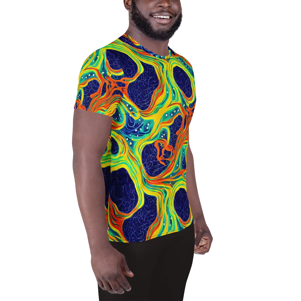 Chromatic Coral on Men's Athletic T-Shirt — Right