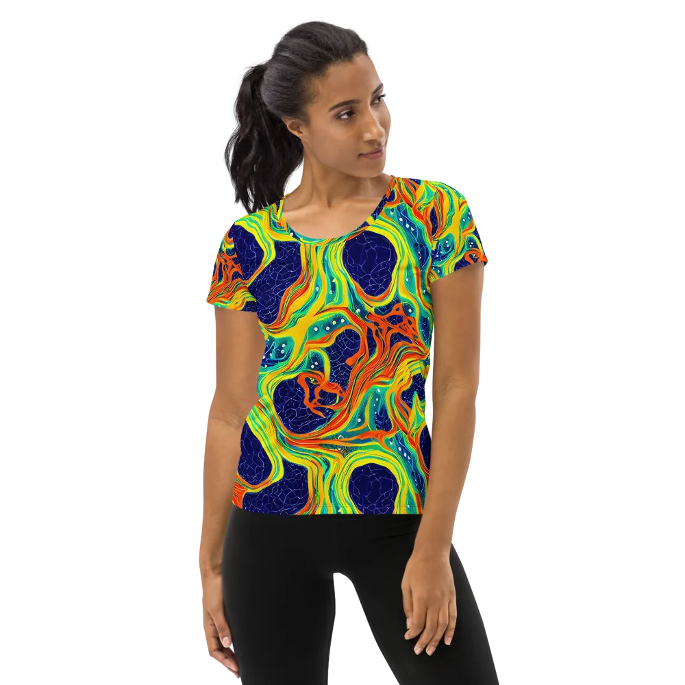 Chromatic Coral on Women's Athletic T-Shirt — Front