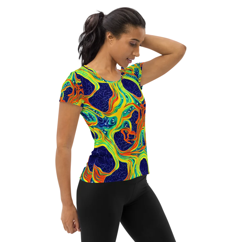Chromatic Coral on Women's Athletic T-Shirt — Right