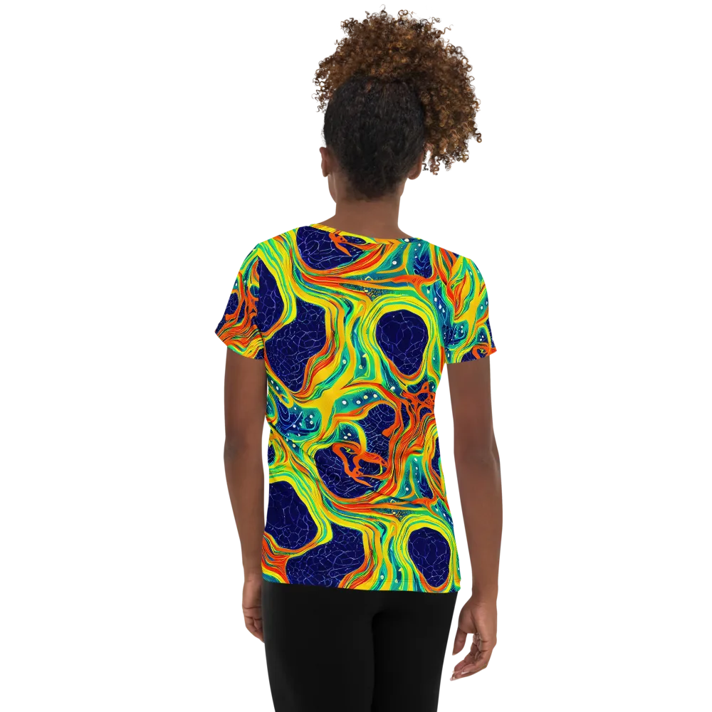 Chromatic Coral on Women's Athletic T-Shirt — Back