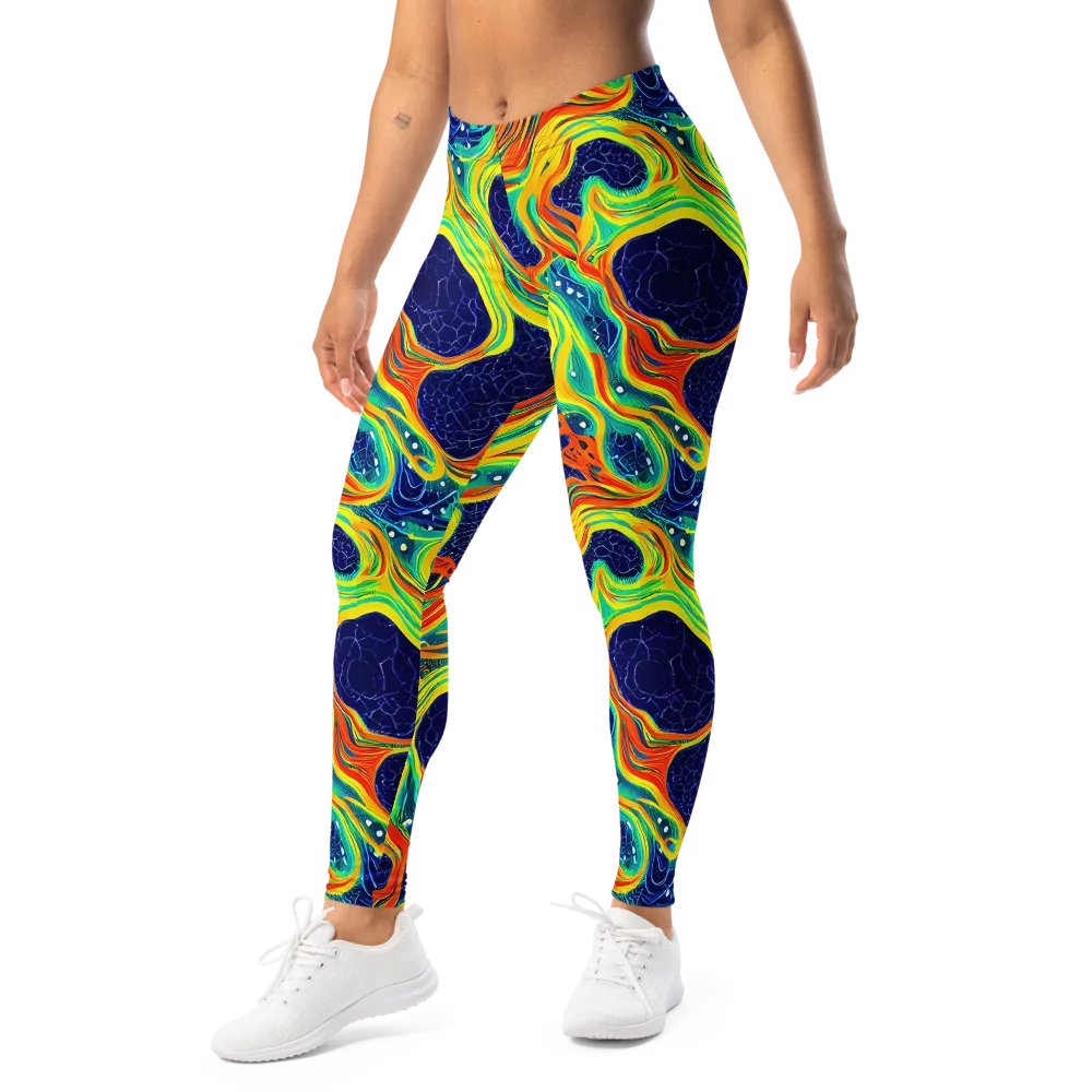 Chromatic Coral on Leggings — Left Front