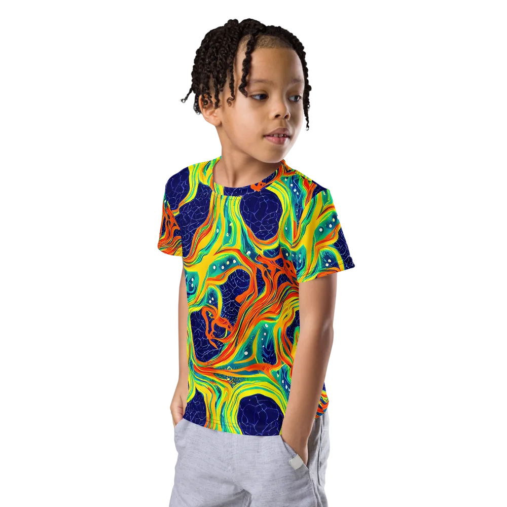 Chromatic Coral on Kids Crew Neck T-Shirt — Left Front