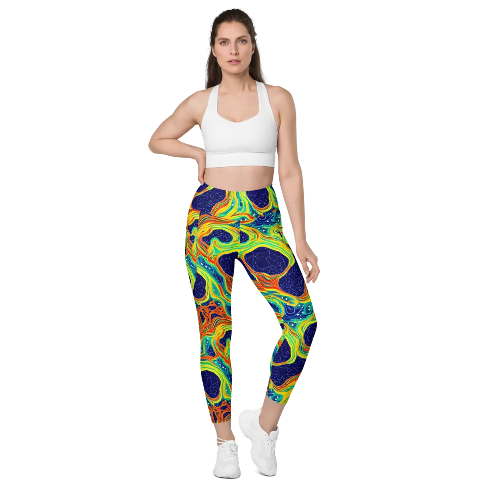 Chromatic Coral on Leggings with Pockets — Front