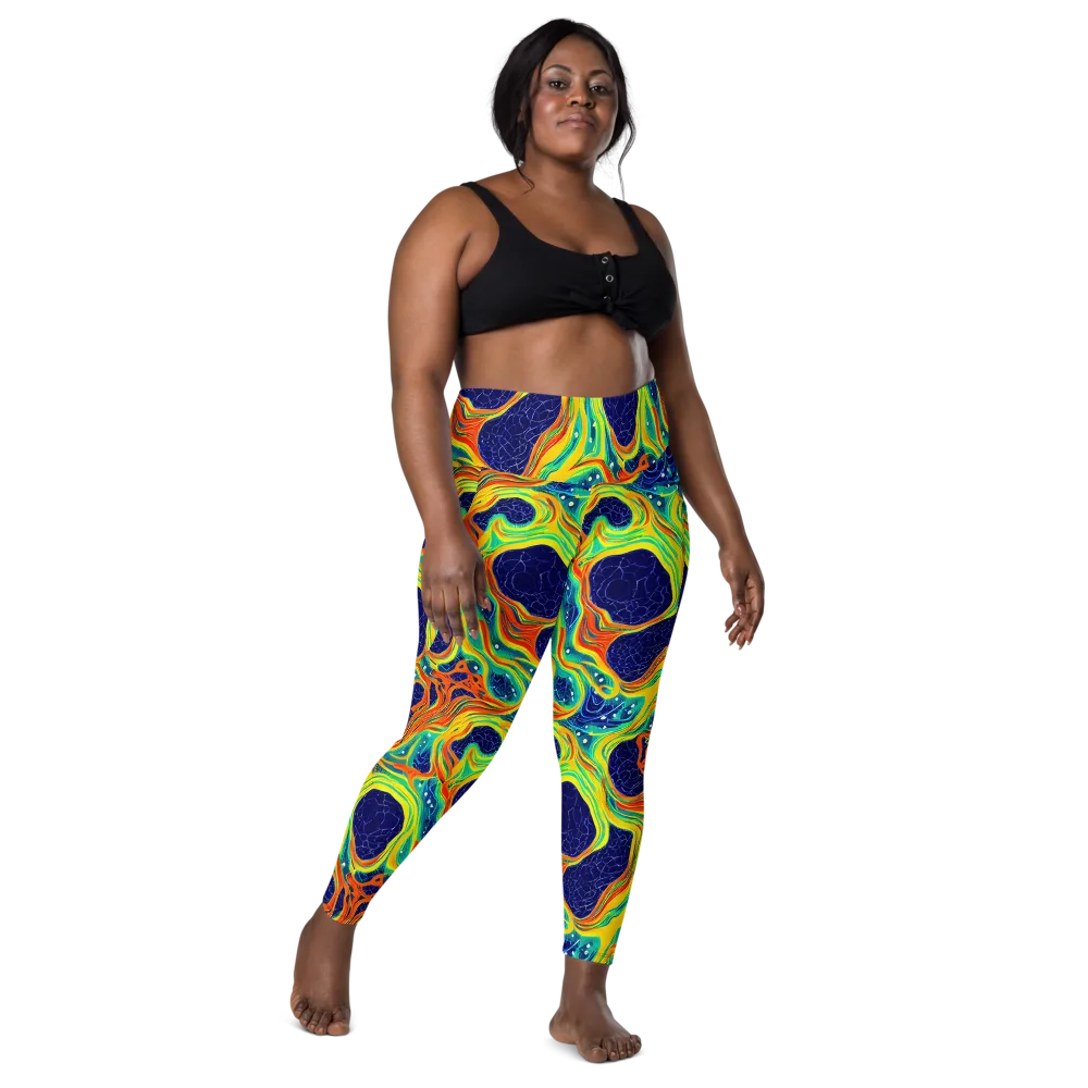Chromatic Coral on Leggings with Pockets — Front