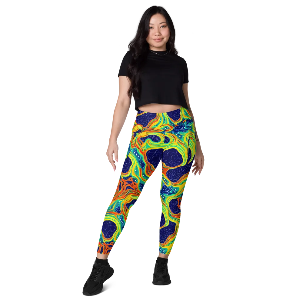 Chromatic Coral on Leggings with Pockets — Front