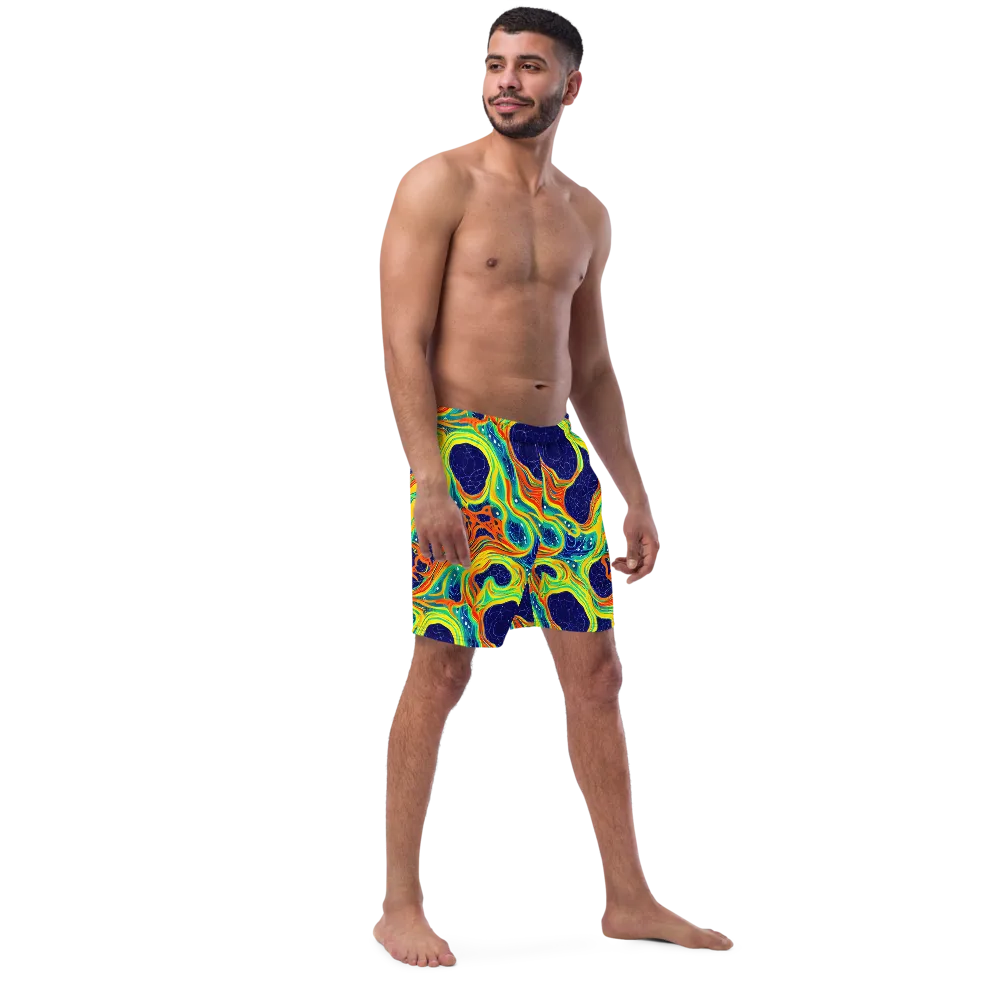 Chromatic Coral on Swim Trunks — Right Front