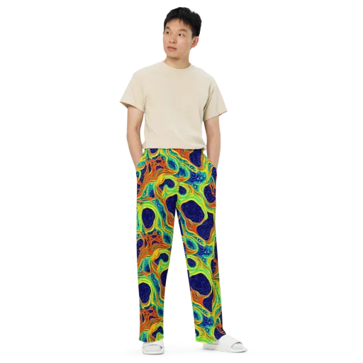 Chromatic Coral on a Wide-Leg Pants