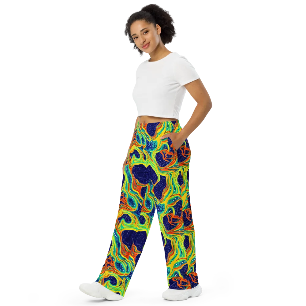 Chromatic Coral on Wide-Leg Pants — Left Front