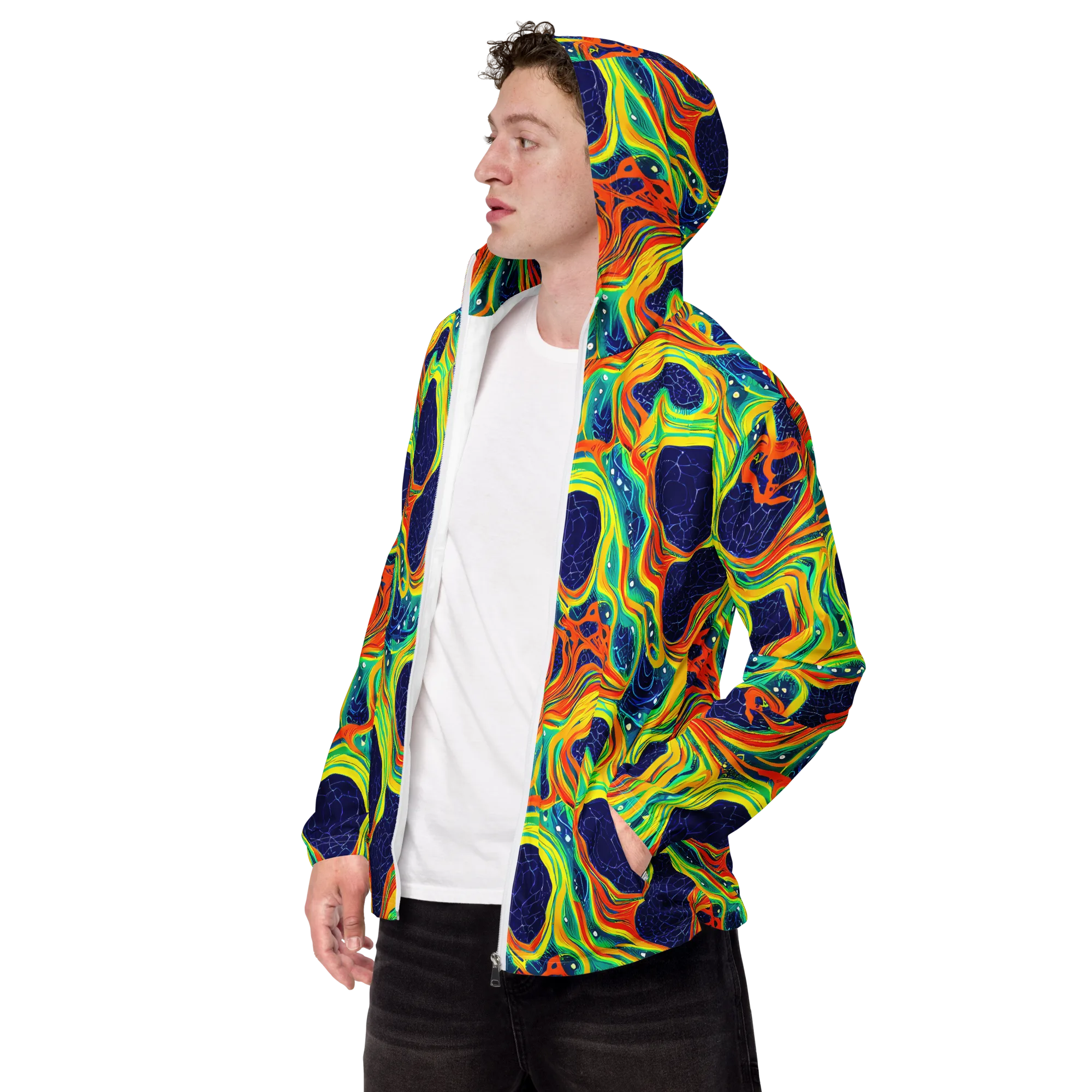 Chromatic Coral on Men's Windbreaker — Left Front