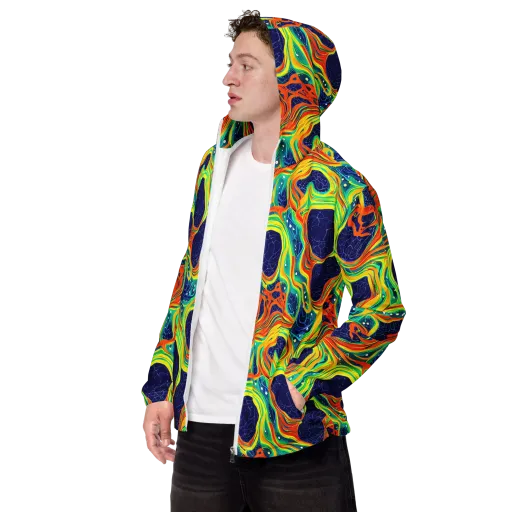 Chromatic Coral on a Men's Windbreaker