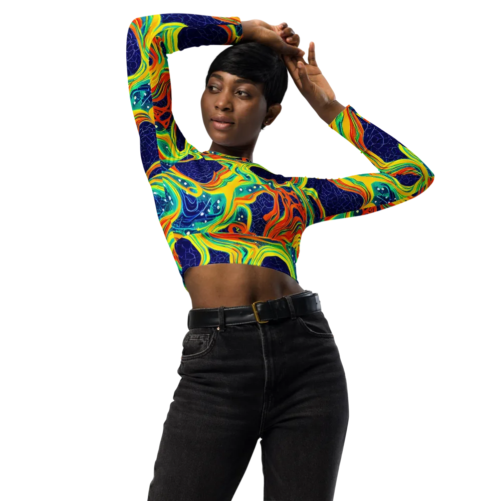 Chromatic Coral on Long Sleeve Crop Top — Front