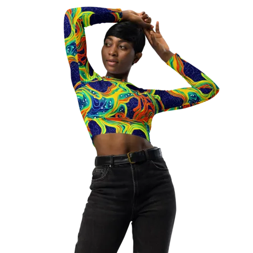 Chromatic Coral on a Long Sleeve Crop Top