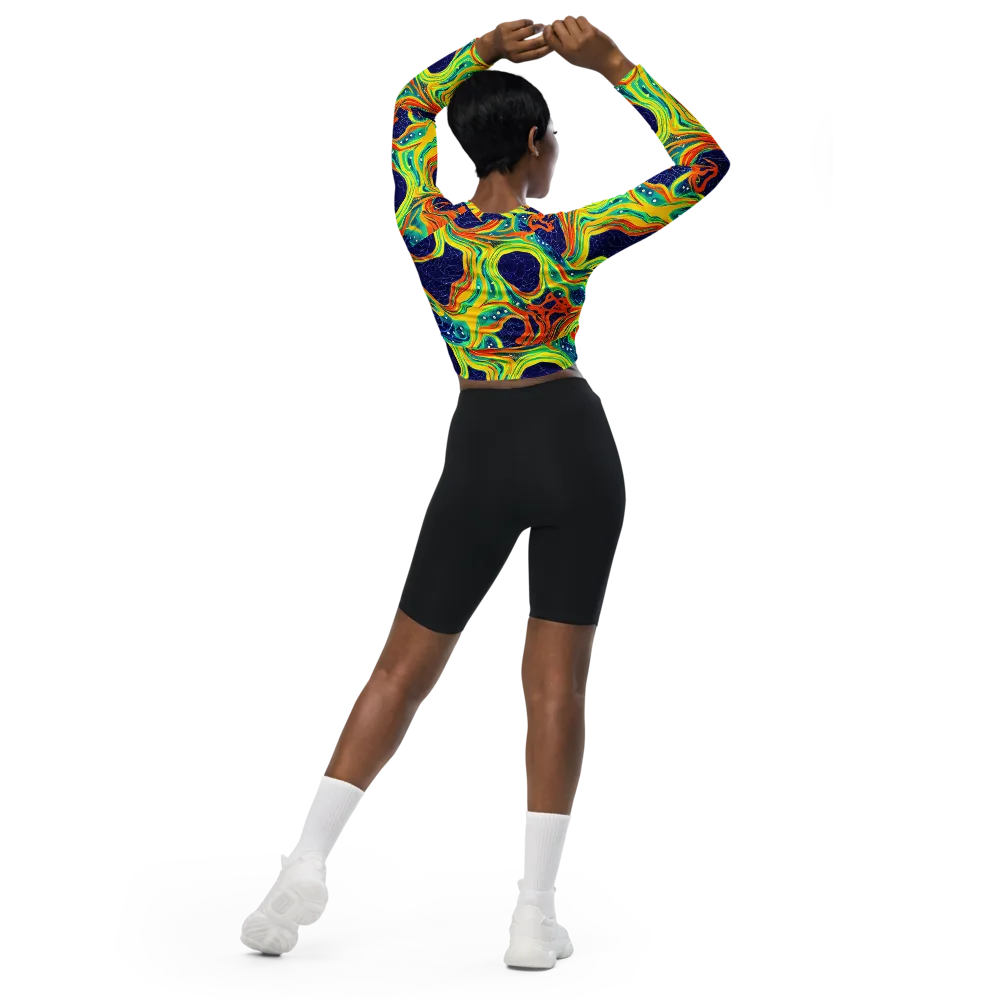 Chromatic Coral on Long Sleeve Crop Top — Back