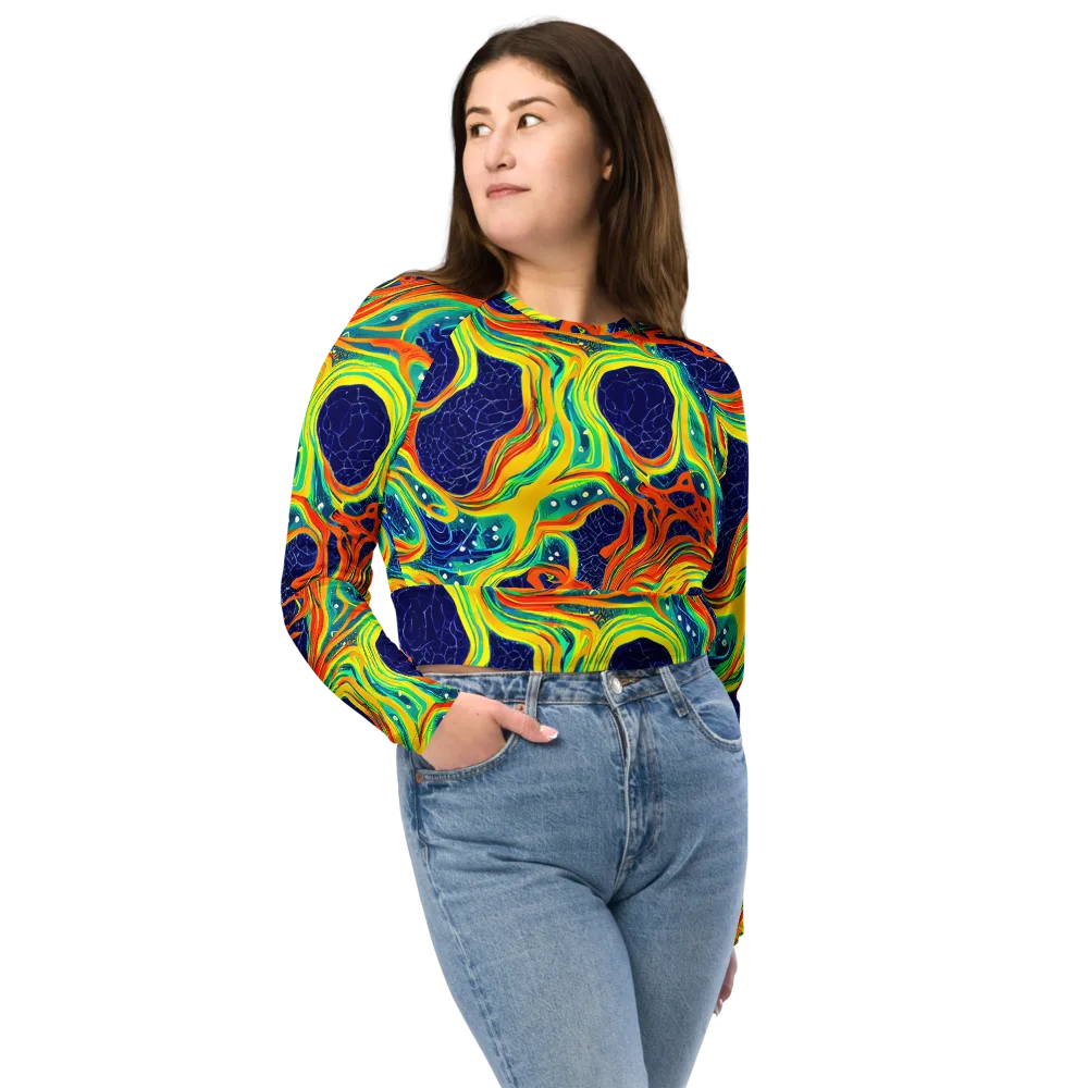 Chromatic Coral on Long Sleeve Crop Top — Front