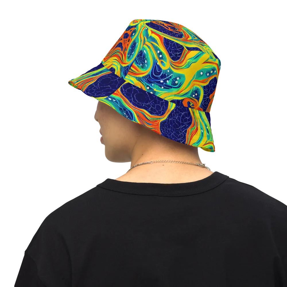Chromatic Coral on Reversible Bucket Hat — Back Inside