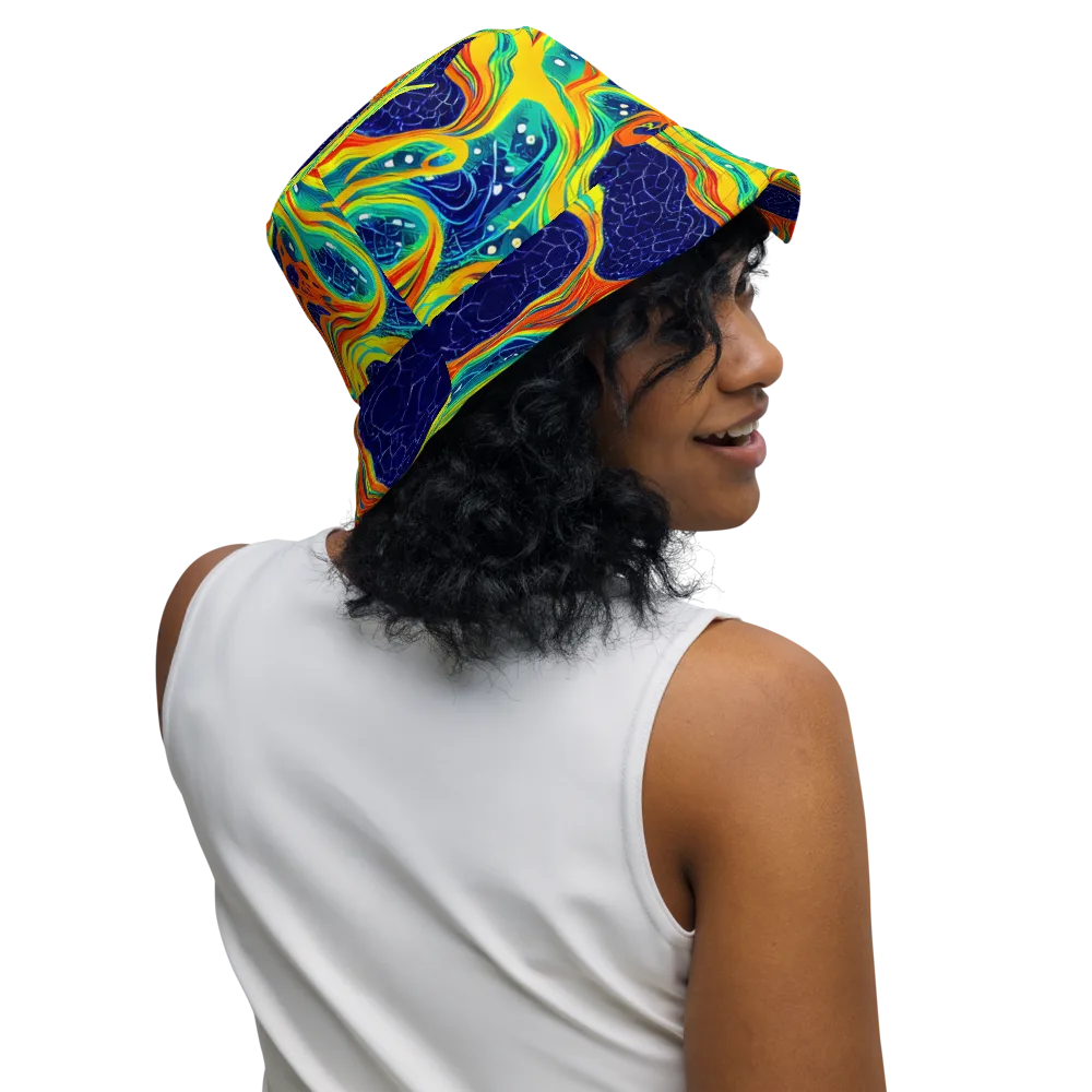 Chromatic Coral on Reversible Bucket Hat — Right Outside