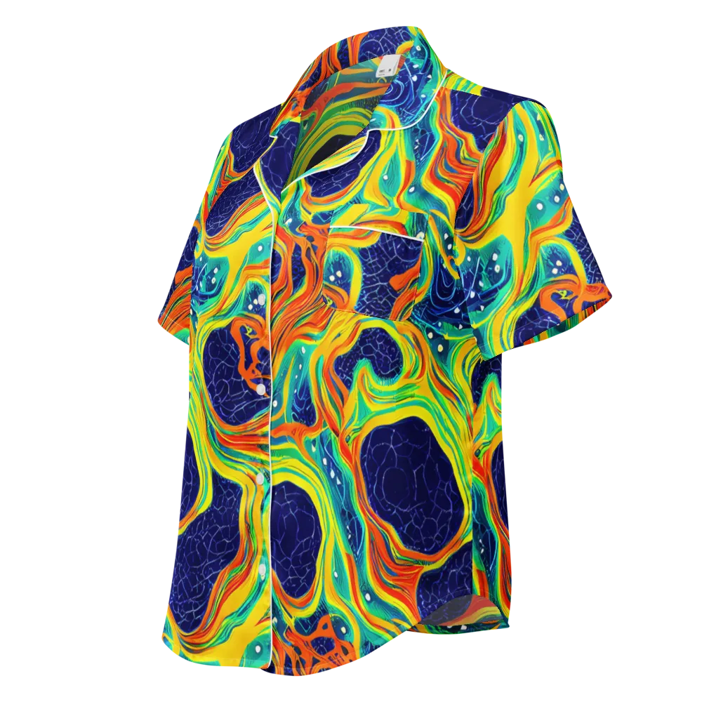 Chromatic Coral on Women's Short Sleeve Pajama Top — Left Front