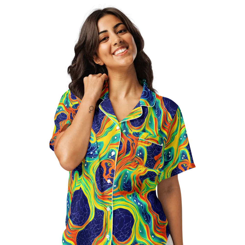 Chromatic Coral on Women's Short Sleeve Pajama Top — Front