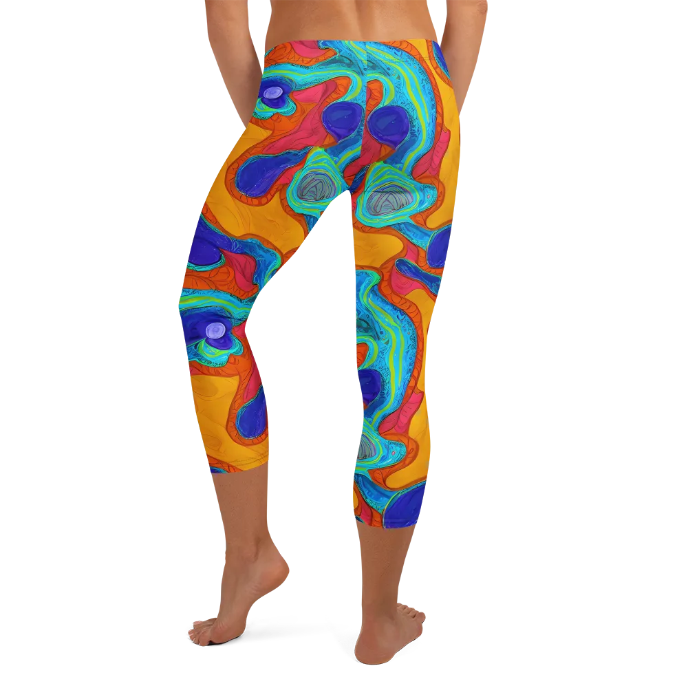 Tangerine Vortex on Capri Leggings — Back