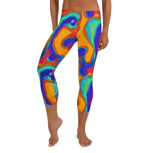 Tangerine Vortex on a Capri Leggings