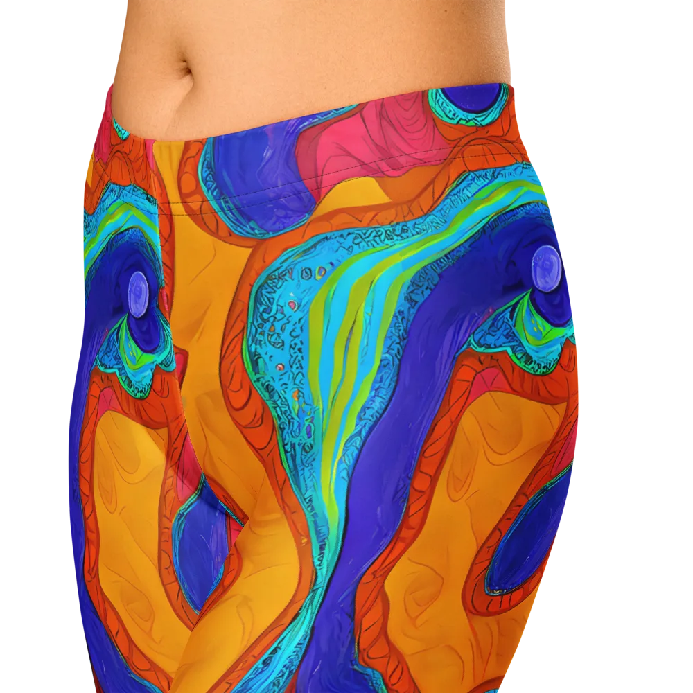 Tangerine Vortex on Capri Leggings — Zoomed-in