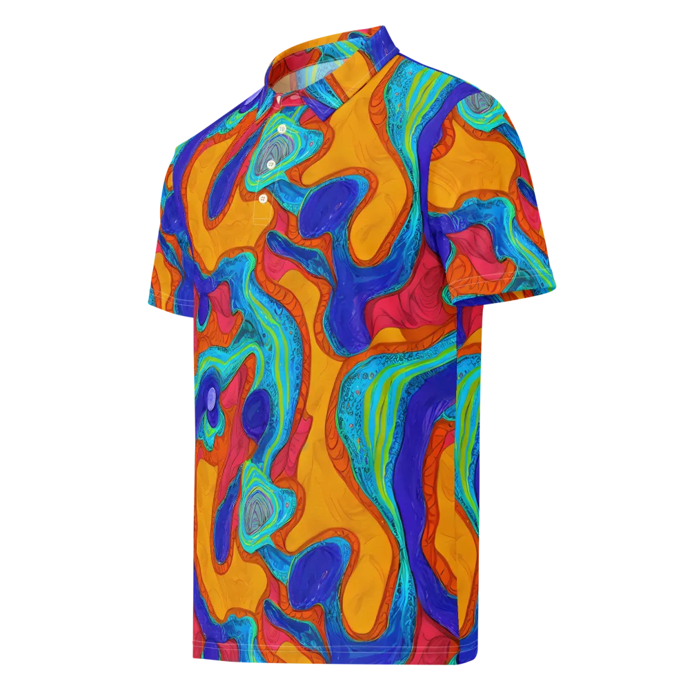 Tangerine Vortex on Men's Slim Fit Polo Shirt — Left Front