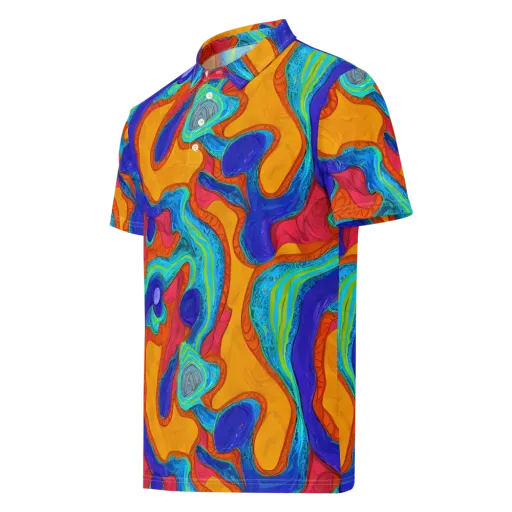 Tangerine Vortex on a Men's Slim Fit Polo Shirt