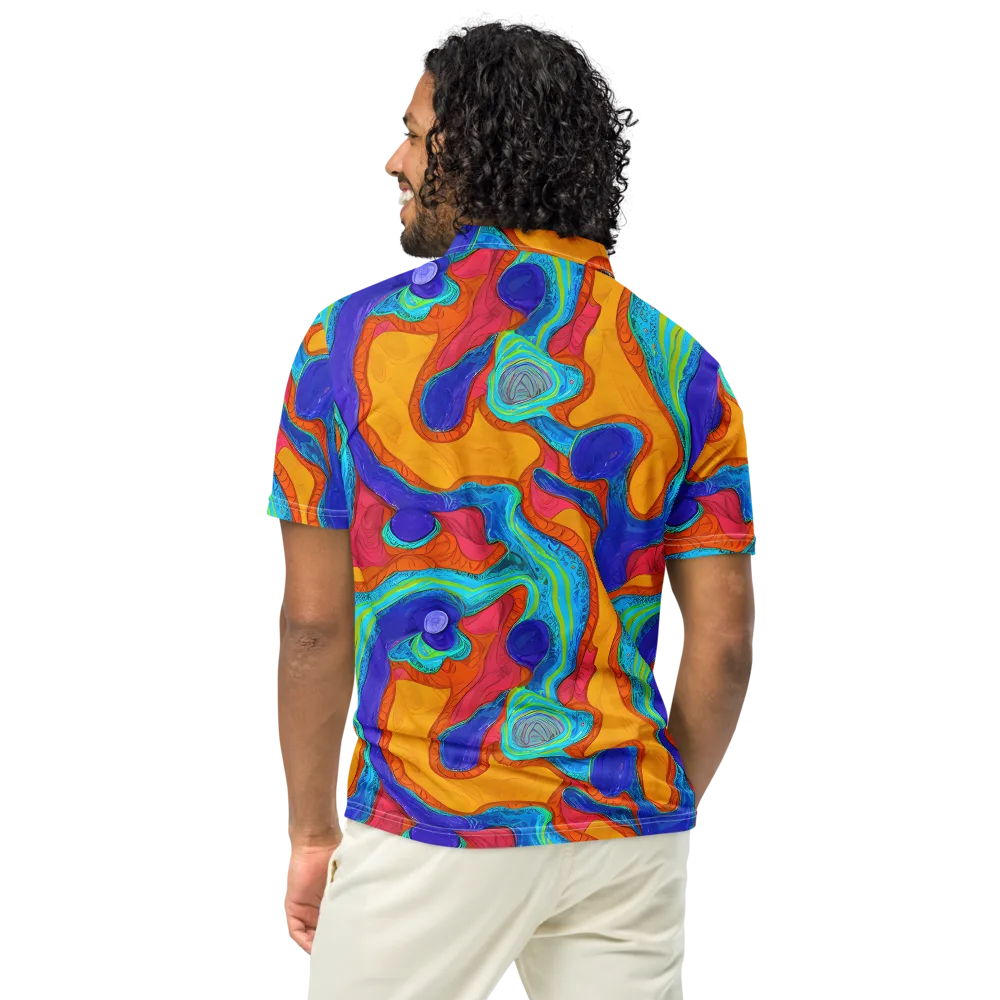 Tangerine Vortex on Men's Slim Fit Polo Shirt — Back