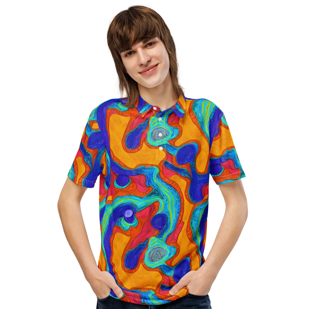 Tangerine Vortex on Men's Slim Fit Polo Shirt — Front