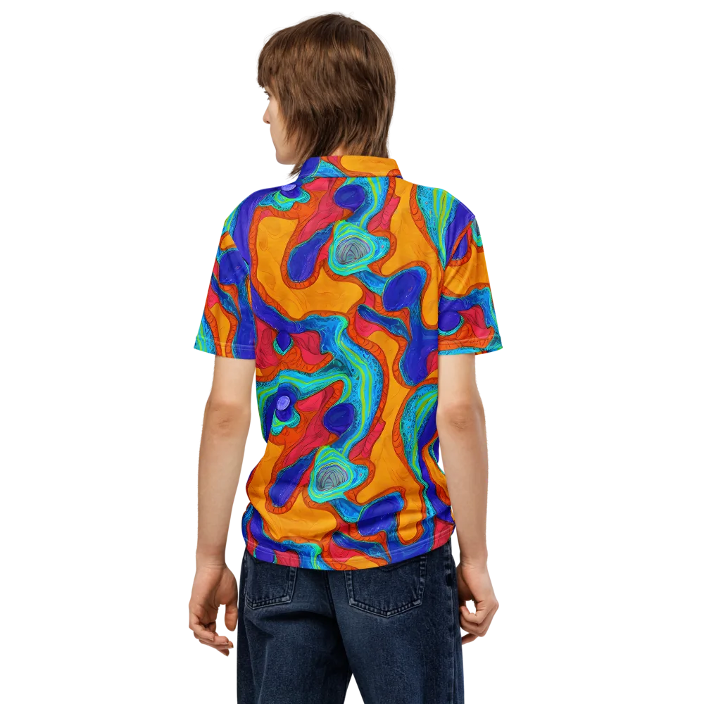 Tangerine Vortex on Men's Slim Fit Polo Shirt — Back