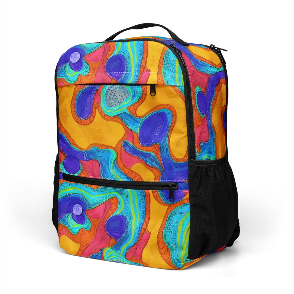 Tangerine Vortex on Utility Backpack — Left Front