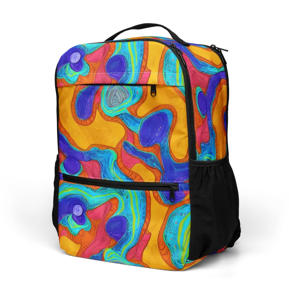 Tangerine Vortex on Utility Backpack — Left Front