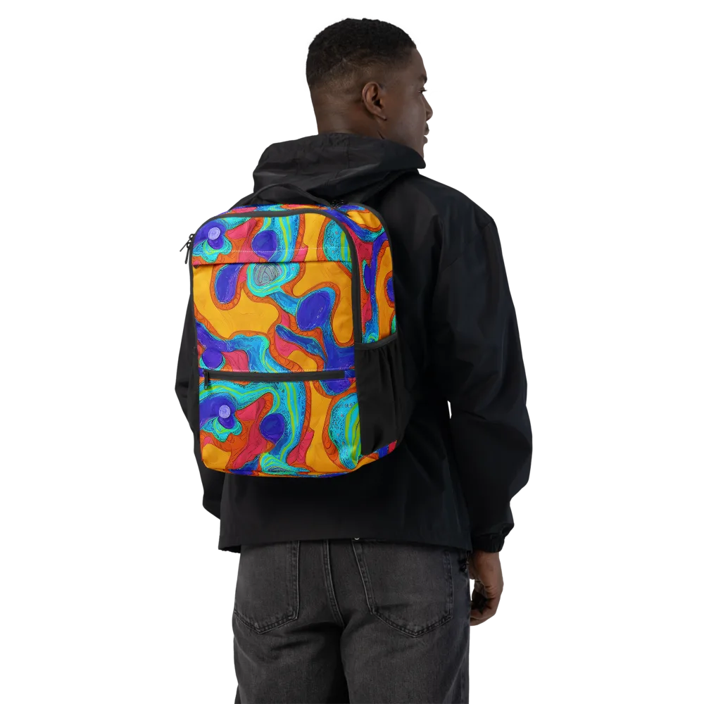 Tangerine Vortex on Utility Backpack — Back