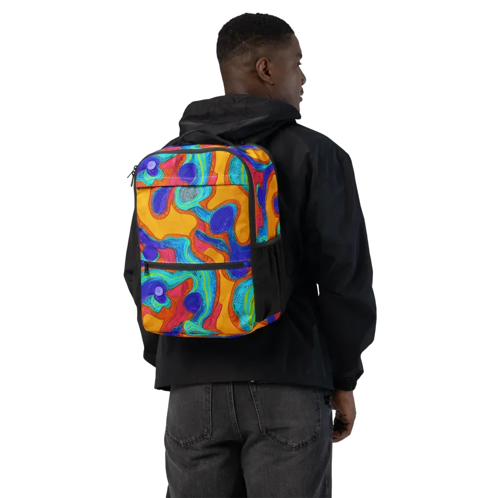 Tangerine Vortex on Utility Backpack — Back