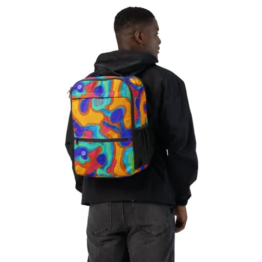 Tangerine Vortex on a Utility Backpack