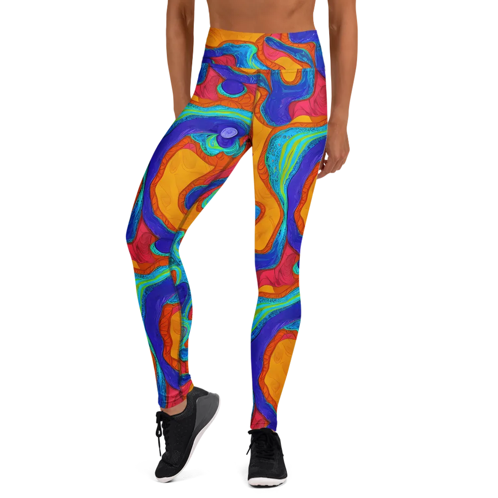 Tangerine Vortex on Yoga Leggings — Front