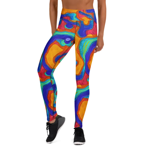Tangerine Vortex on a Yoga Leggings