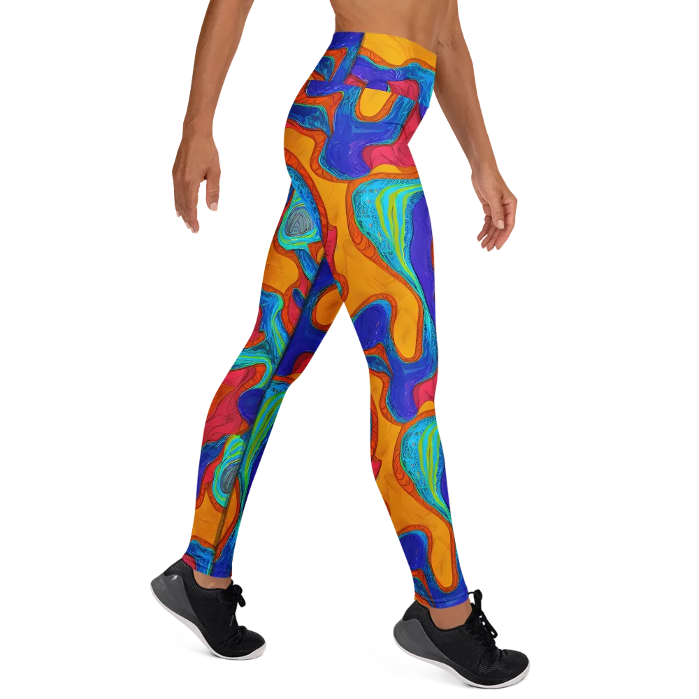 Tangerine Vortex on Yoga Leggings — Right