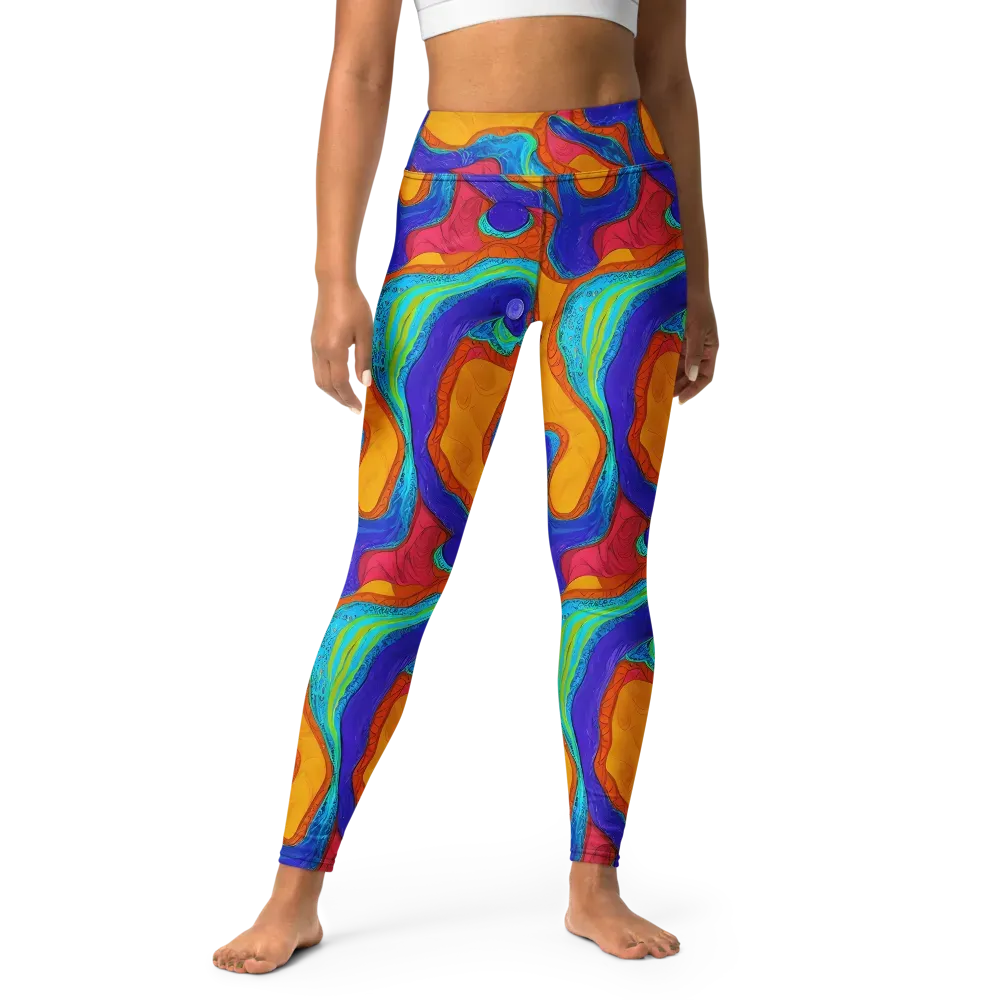 Tangerine Vortex on Yoga Leggings — Front