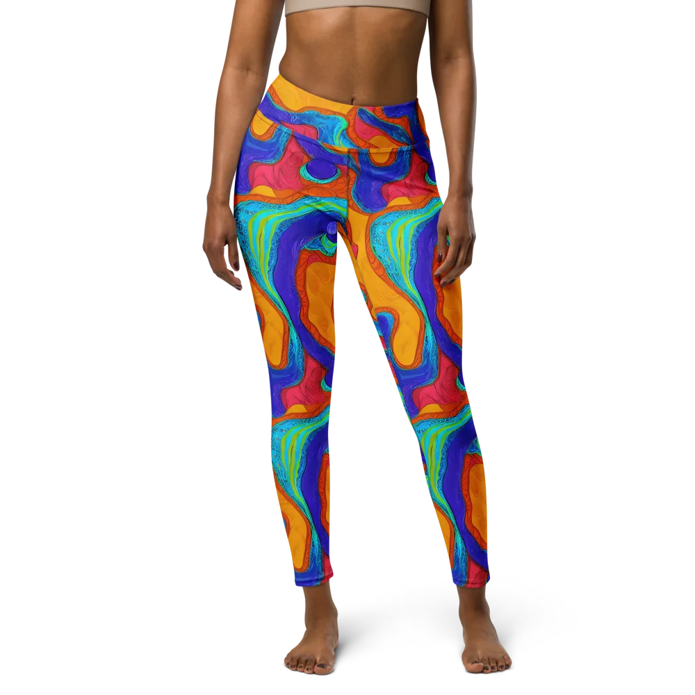 Tangerine Vortex on Yoga Leggings — Front