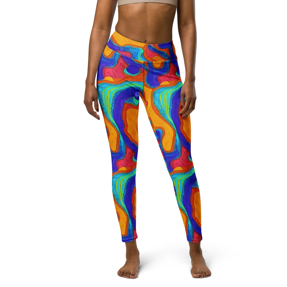 Tangerine Vortex on Yoga Leggings — Front
