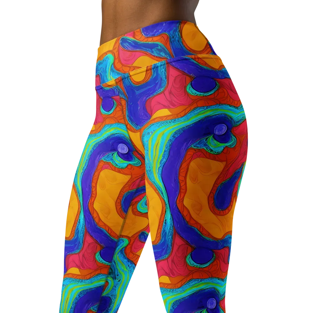 Tangerine Vortex on Yoga Leggings — Left Front